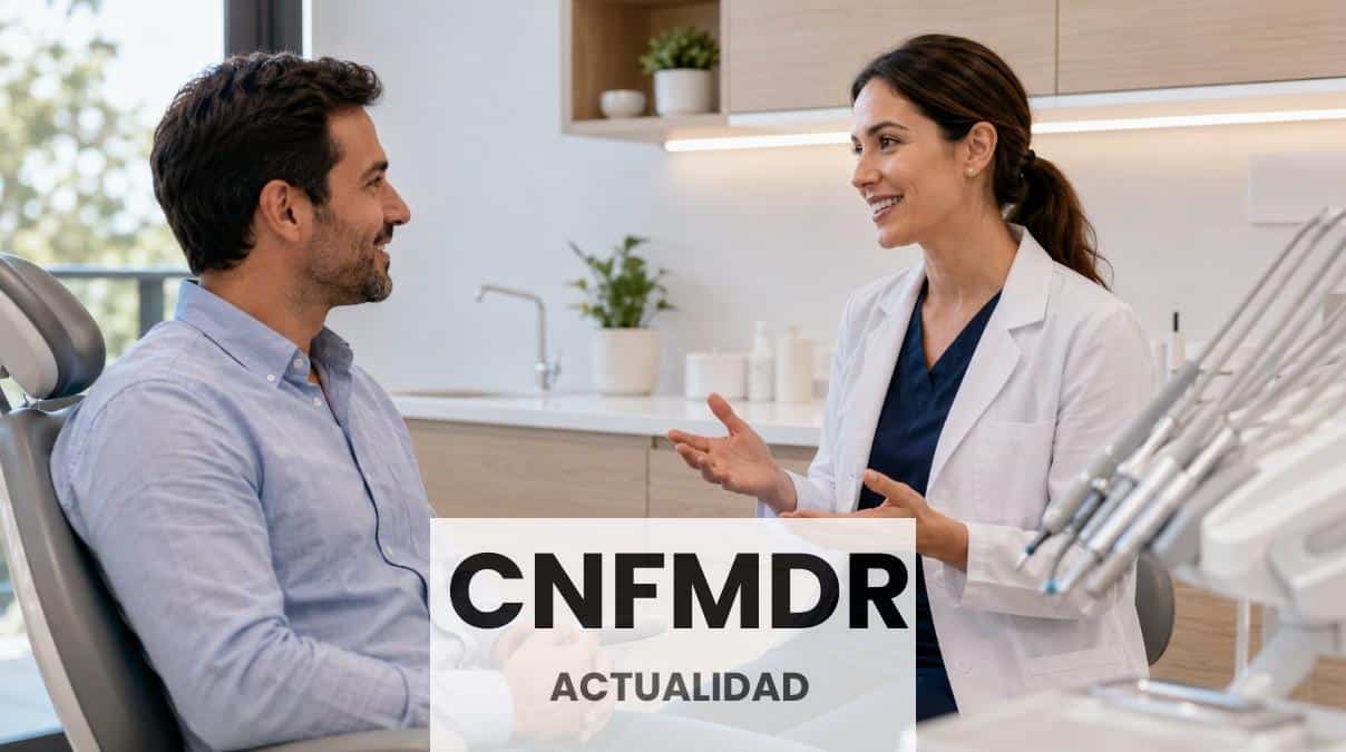 Paciente hablando con una dentista antes de una consulta